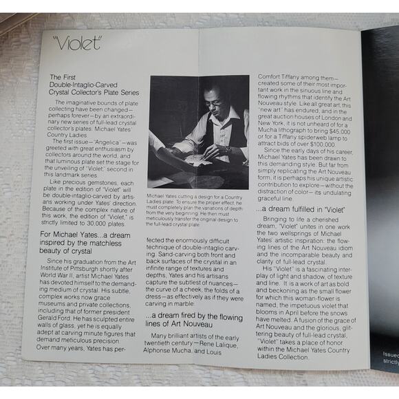 Morganstown Michael Yates full lead hand carved crystal plate, Violet. - Picture 5 of 6